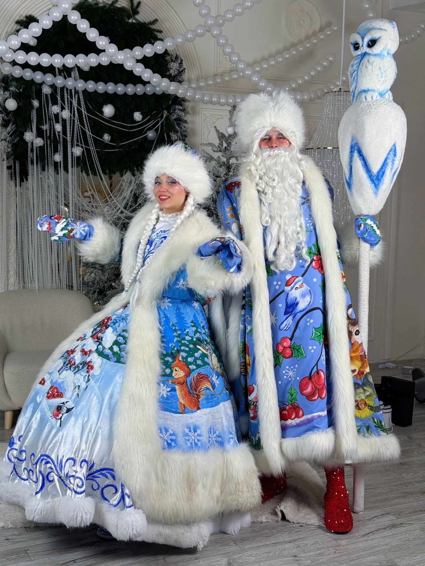 Дед Мороз, Снегурочка, Елочная игрушка Gold